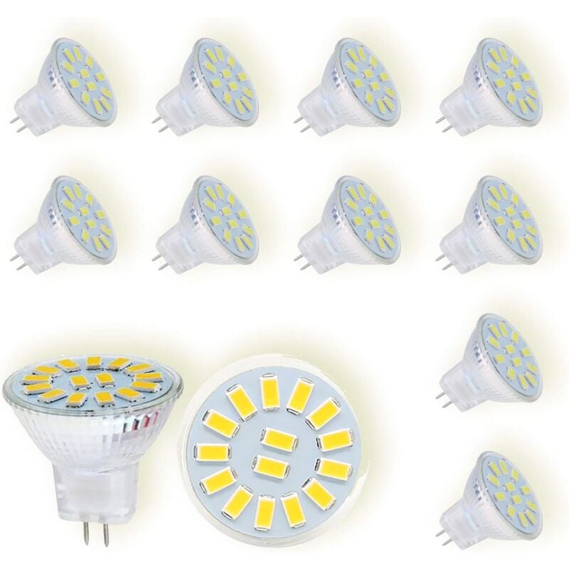 Ersandy - Ampoules led MR11 GU4 12V, Blanc Froid 6000K, 4W Equivalent à 40W lampe halogène, 500LM, 120° Angle, Ampoules led Spot Non Dimmable, Lot de