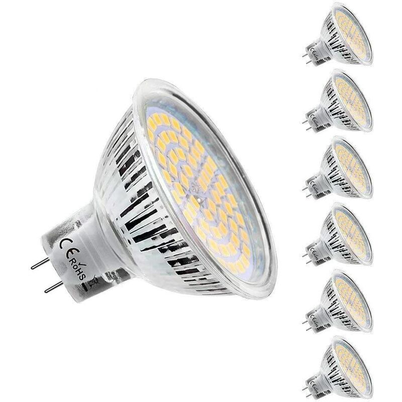 Ampoules led MR16 GU5.3 12V, Blanc Chaud 2800K, 5W Equivalent à 50W lampe halogène, 450LM, 120° Angle, Ampoules led Spot Non Dimmable, Lot de 6