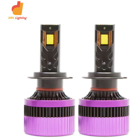 Ampoules LED Phare Voiture H4 Feux de Croisement/Route 11400LM 4 Tubes de Refroidissement en Cuivre Compatible H7 H11 Alliage d'Aluminium IP68 Étanche 12-24V 50000h Durée de Vie Kit de Conversi