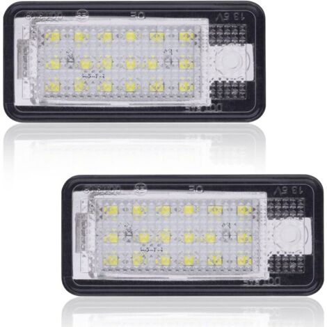 Ampoules LED plaque d'immatriculation 12V 18 SMD 6000K – CanBus sans erreur – Lumière xénon blanc – Pour A/udi A3 A4 A6 Q7 RS4 RS6 - 18SMD