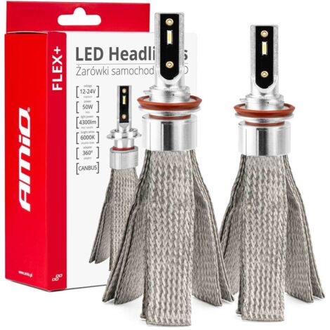Ampoules LED pour voiture Flex+ H8 H9 H11 H16 12V 24V 6000K Canbus amio-03663