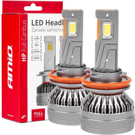 Ampoules LED pour voiture série HP, compatibles Canbus, H8, H9, H11, H16, 6500K, amio-03677