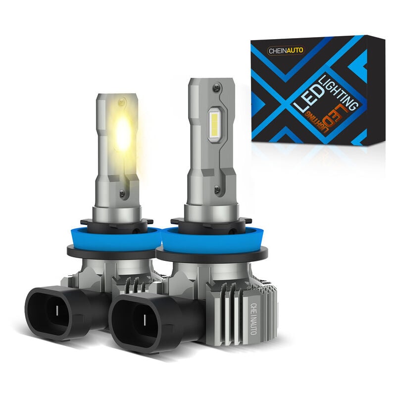 Ampoules LED T1 H11 pour feux antibrouillard, puces LED CSP, 6500K blanc xénon, 2000 lumens, éclairage à 360 degrés,Plug and Play, Lot de 2
