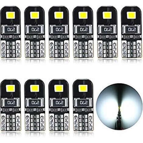 Ampoules LED T10 blanches 12 V, classe énergétique A+, sans polarité, conçues pour l'éclairage intérieur de voiture (plafonnier, éclairage de plaque d'immatriculation, éclairage de plaque d'immatricul