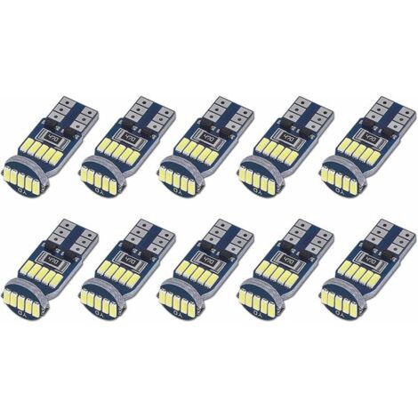 Ampoules LED T10 W5W 15SMD 4014 Lampes LED Voiture 194 168 2825 Blanc 6000K pour Eclairage Intérieur, Eclairage Coffre,Plaque, Feux de Position DC 12V Lot de 10（lumière blanche）