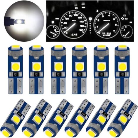 Ampoules LED T5 blanches, 12 V, sans erreur Canbus, ultra-lumineuses, remplacement 74 73 37 2721, ampoules témoins pour tableau de bord de voiture