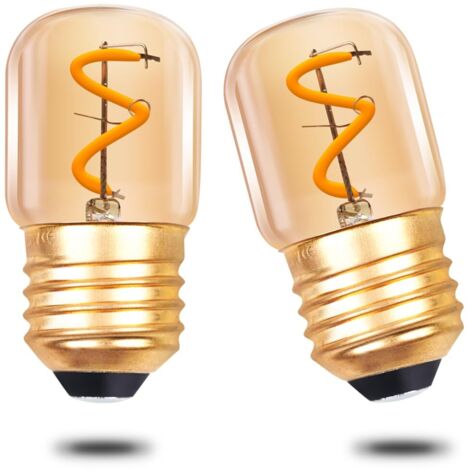 Ampoules LED Vintage E27 1.5W, Mini Ampoules LED à Filament en Spirale, Lumières Tubulaires Edison T28 Blanc Chaud 2200K, Verre Ambré,35 Lumen, Non Variable, 2 Unité