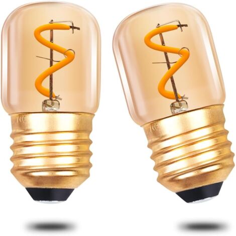Ampoules LED Vintage E27 1.5W,Lumières Tubulaires Edison T28 2200K, Verre Ambré, Équivalent 10W/15W, Non Variable, 2 Unité
