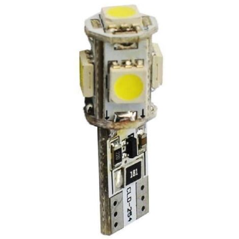 AMPOULES LED X 2 T10 W5W 5LED SMD3528 CANBUS BLANC 12V 2,20W