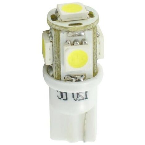 AMPOULES LED X 2   T10 W5W 5LED SMD5050 BLANC 12V   0,60W