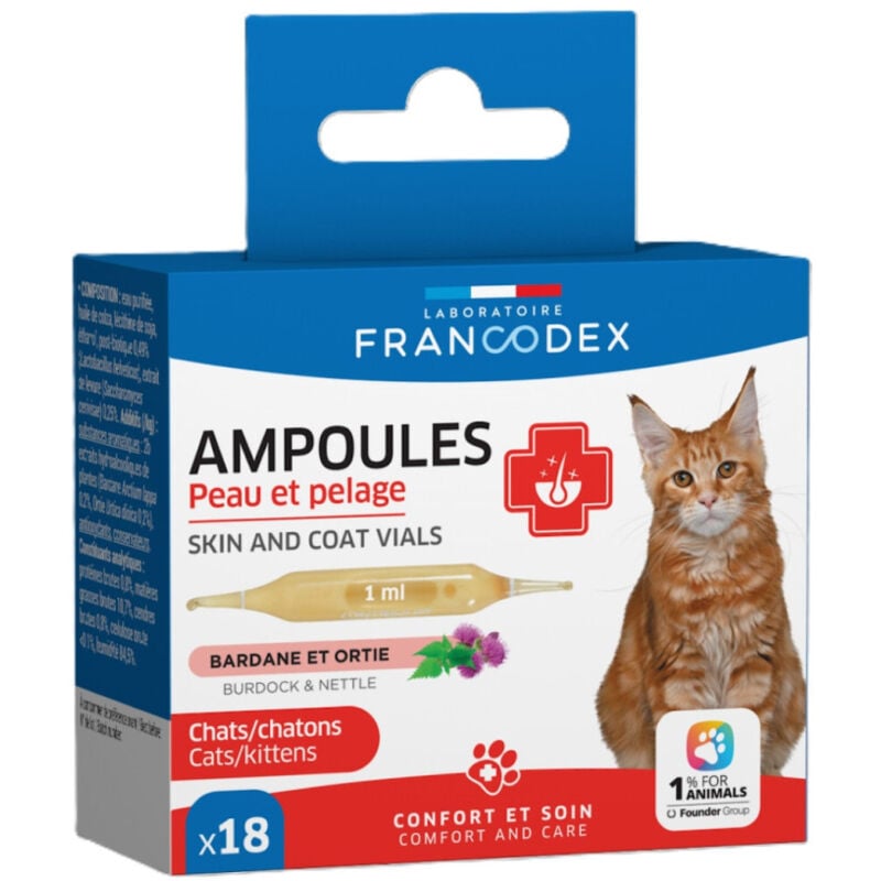 Ampoules Peau et Pelage 18 X 1 ML Pour Chatons et Chats - Francodex