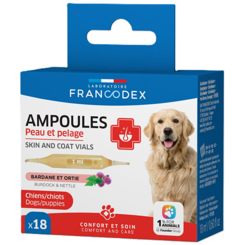 Francodex - Ampoules Peau et Pelage 18 x 1 ml Pour Chiots et Chiens