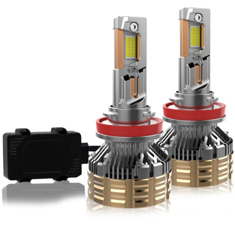 Ampoules Phare LED Auto H11 300W 6 Tuyaux Cuivre, Canbus Intégré, Puces 6595, Ventilateur 12000RPM, Lot de 2