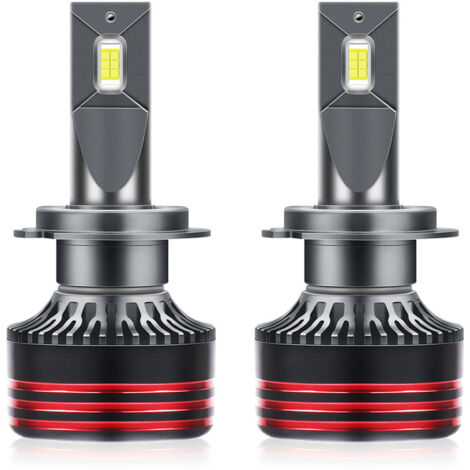 Ampoules Phare LED Auto M8 Pro H7, Ultra Lumineuses, Tuyau Cuivre Refroidissement + Ventilateur Silencieux, Plug & Play, Lot de 2