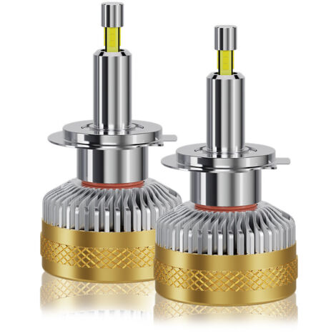 Ampoules Phare LED Auto R8 H7, 8 Côtés 360° Lumineux, 800% Plus Lumineux, Tuyau Refroidissement, Compatible Lentilles, Lot de 2