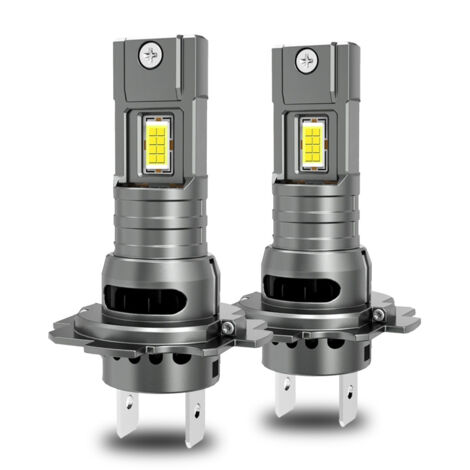 Ampoules Phare LED Haute Puissance H7, Ultra Lumineuses 1:1 Intégrées avec Ventilateur, Remplacement Auto Tuning, Lot de 2
