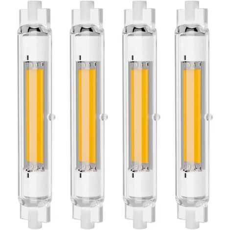Ampoules R7S led 118mm Dimmable 30w, 2000LM, Blanc Naturel 4000K Ampoules R7S LED COB Double Ended 118mm 30w 220V, Éclairage à Faisceau 360 °, Paquet de 4 [Classe énergétique F]