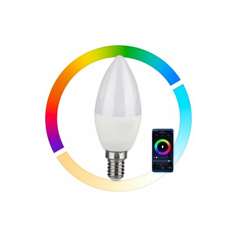 V-tac - Ampoule bougie led E14 4,5W compatible avec Google Home et Amazon Alexa via l'application Smart rgb et 3-en-1 dimmable.