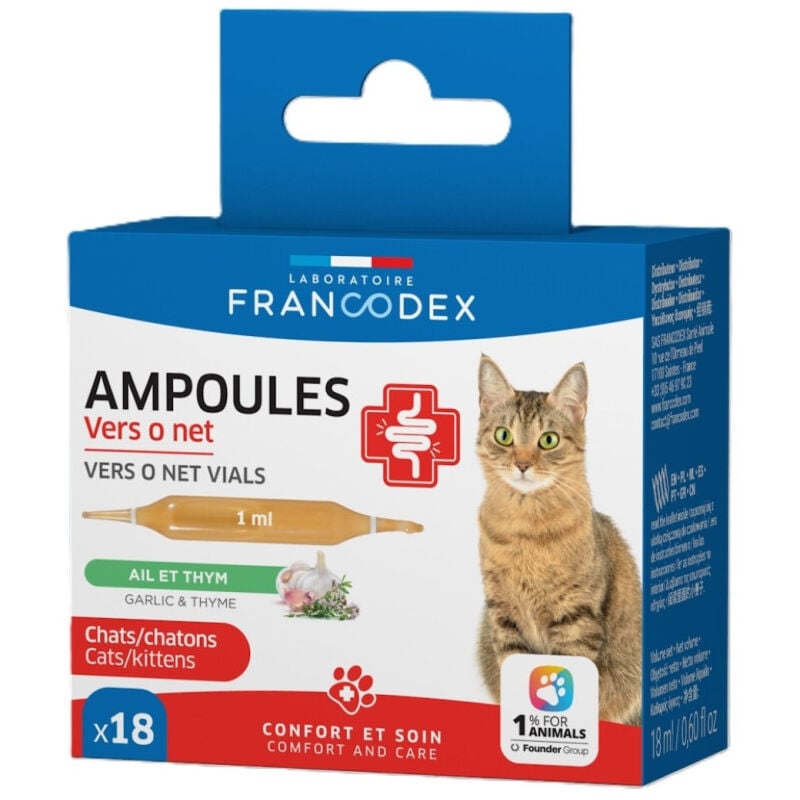 Ampoules Vers o Net 18 x 1 ml pour Chats et chatons Francodex
