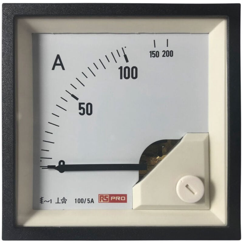Rs Pro - Ampèremètre analogique de panneau v c.a. Echelle 10 (Input) a, 100/5 (ct) a, 200 (Scle) a, 72mm x 72mm ( Prix pour 1 )