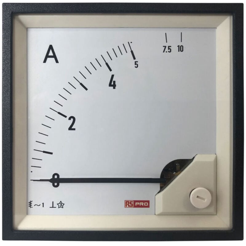 Rs Pro - Ampèremètre analogique de panneau v c.a. Echelle 10 (Input, Scale)A, 96mm x 96mm ( Prix pour 1 )