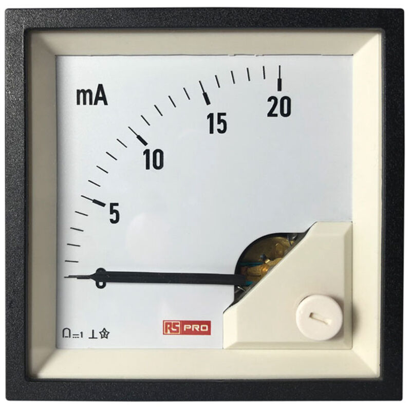 Ampèremètre analogique de panneau v c.c. Rs Pro Echelle 20 (Input)mA, 72mm x 72mm ( Prix pour 1 )