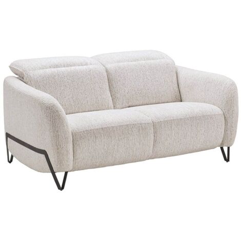 AMSTEN - Canapé fixe 2 places tissu polyester beige avec têtières inclinables manuelles