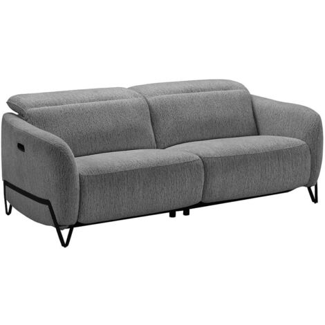 AMSTEN - Canapé relax électrique 3 places tissu polyester gris