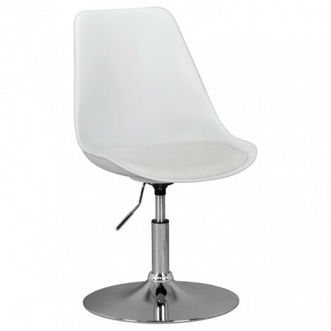 Amstyle KORSIKA Drehsessel Esszimmerstuhl Kunstleder Weiß Drehstuhl höhenverstellbar Drehhocker Wartezimmerstuhl