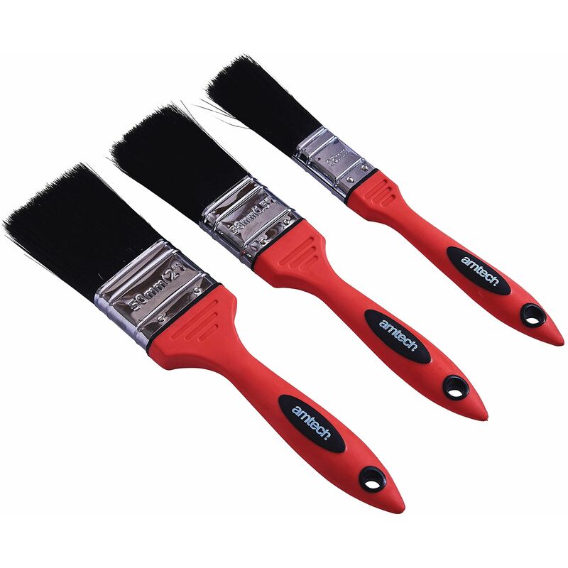 Am-tech - 3pc No Bristle Loss Paint Brush Set - Soft Handle - G4385