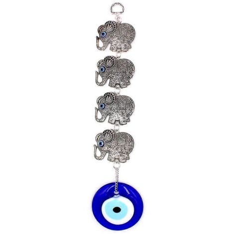 Amulette turque aux yeux bleus, pendentif éléphant porte-bonheur à suspendre, carillon éolien, décoration pour jardin ou maison, cadeau de bénédiction