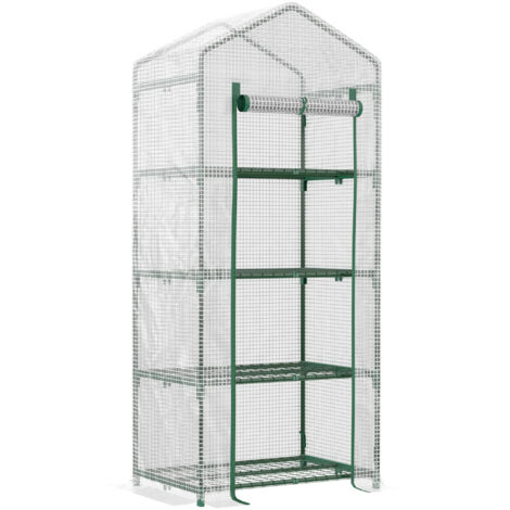 AMXCNOY Serre blanche en aluminium, 4 étagères, pour tomates, 70 x 50 x 160 cm