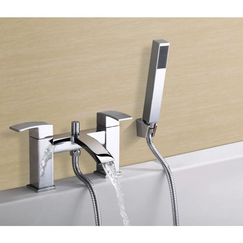 Amy Curved Bath Shower Mixer Filler Tap - Modern Solid Brass Chrome Bathroom