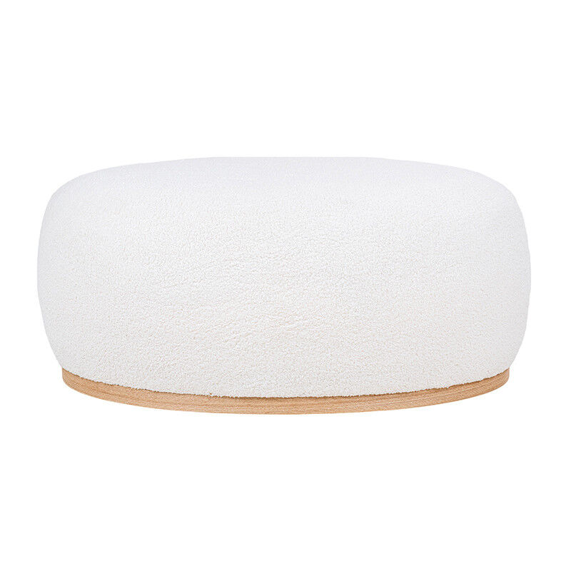 Amy - pouf - en tissu bouclette - blanc