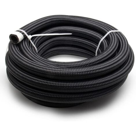 AN10 Durite Essence, Tuyau à Carburant Caoutchouc Renforcé Inox Tressé, Tuyau de conduite de carburant tressé en nylon tressé, 1 M