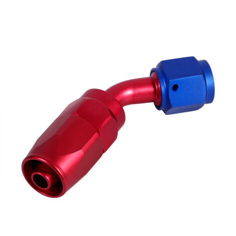 AN6 Mâle Adaptateur, Raccords Adapteur Anode Jointure Refroidisseur D'huile De Montage Réfrigération À Huile Rouge/Bleu avec Embout Réutilisable en Aluminium(AN6-45°)