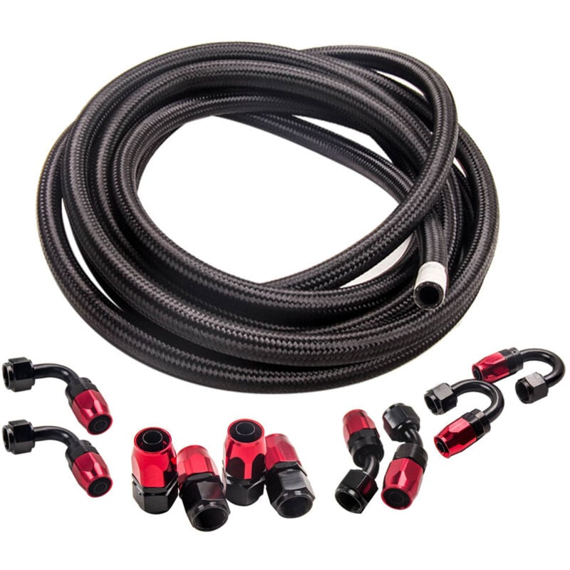 Maxpeedingrods - AN8 Carburant Ligne Huile Kit de raccords Tuyau de carburant tressé 5M/16.4 Feet