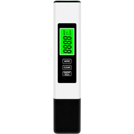 Analizador de calidad del agua 3 en 1: Analizador de calidad del agua (TDS/EC/temperatura), función de retención de datos, pantalla retroiluminada, color blanco.