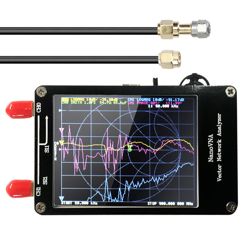 

Analizador de redes vectoriales de mano portatil 50KHz-900MHz Pantalla digital Pantalla tactil Onda corta MF HF VHF UHF Analizador de antena Ondas