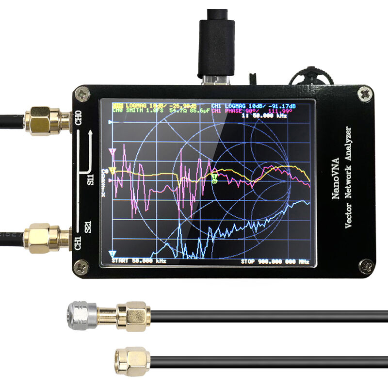 

Asupermall - Analizador de redes vectoriales portatil de mano 50KHz-900MHz Pantalla digital Pantalla tactil Onda corta MF HF VHF UHF Analizador de