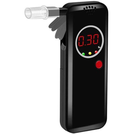 Analizzatore del respiro, etilometro professionale ad alta precisione con 10 boccagli, etilometro digitale LCD, uso personale e professionale (nero)