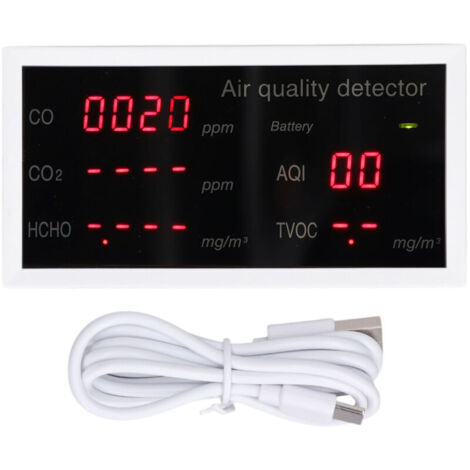 Analizzatore di qualità dell'aria interna 5 in 1: PM2.5, HCHO, rilevatore di anidride carbonica, monitor portatile di CO2