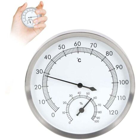 Analog Thermo-Hygrometer, 2-in-1 Stainless Steel Thermometer Hygrometer, Thermo-Hygrometer Equipment Accessory for Home, Office, Garden, Indoor Sauna MUMU