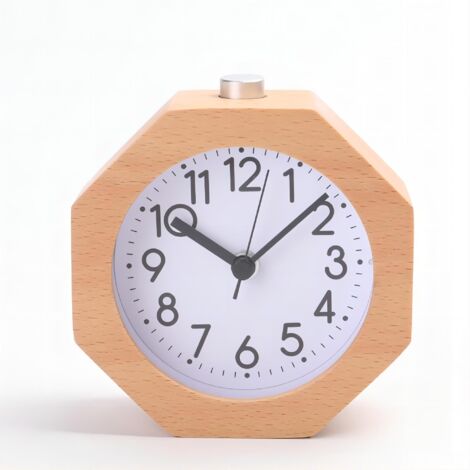 Analoger Wecker aus Holz, nicht tickende LED mit arabischen Ziffern, Wecklicht, Nacht-Schlummerfunktion, Batteriefunktion, einfach einzustellen, für Kinder, Männer und Frauen