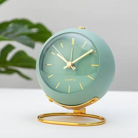 Analoger Wecker mit Beleuchtung, kleiner, geräuschloser Retro-Wecker