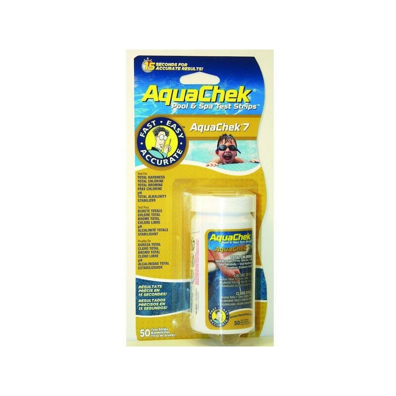 Aquachek - Bandelettes piscine 7 Brome/Chlore/Alk/Cya - x 50