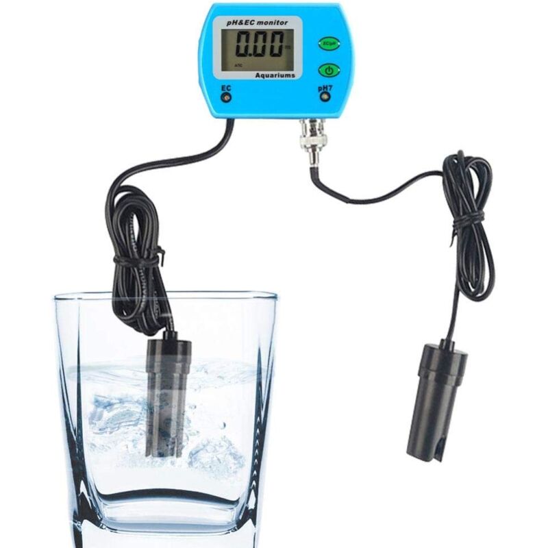 Analyseur de Qualité de L'eau 2 en 1 Analyseur Multifonctionnel de Conductivité de L'Eau Mètre PH/EC pour Piscines Thermales Aquarium(220V EU Plug)