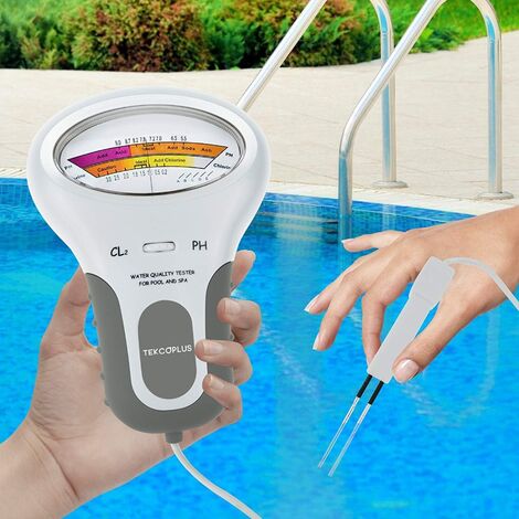 Analyseur de qualité de l'eau, testeur numérique de chlore et de pH Cl2 pour piscines, analyseur de qualité de l'eau de spa avec sonde pour piscines ou spas de taille domestique, 1 pile alcaline AA (1