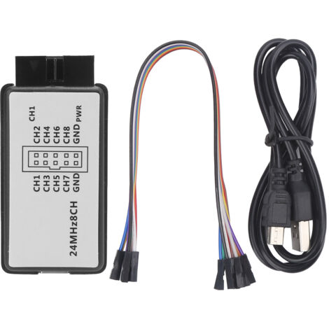 Analyseur Logique USB 8 Canaux Mini pour ARM FPGA, 24MHz, Plage Tension 0.5V‑5.25V avec Câble