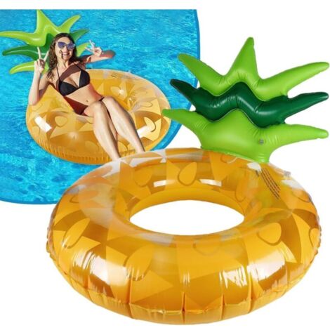 Ananas Flotteur Gonflable de Piscine, 100CM Radeau de Natation Gonflable en PVC Bouée de Bain Géante Water Fun pour Filles Garçons Piscine Sports Nautiques Été Plage Faire la Fête
